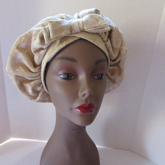 SALE Vintage 1960 Era Pouf Turban Hat Gold Brocade main image 5